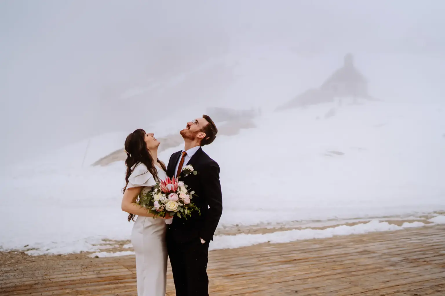 Fotos auf der Zugspitze im Nebel